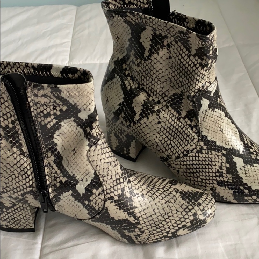 Snakeskin booties